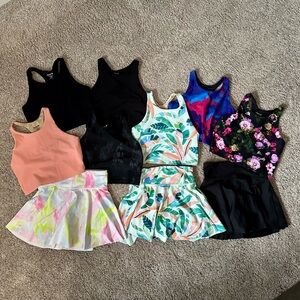 Lot of Girls Old Navy Activewear tops and skirts, Size Large